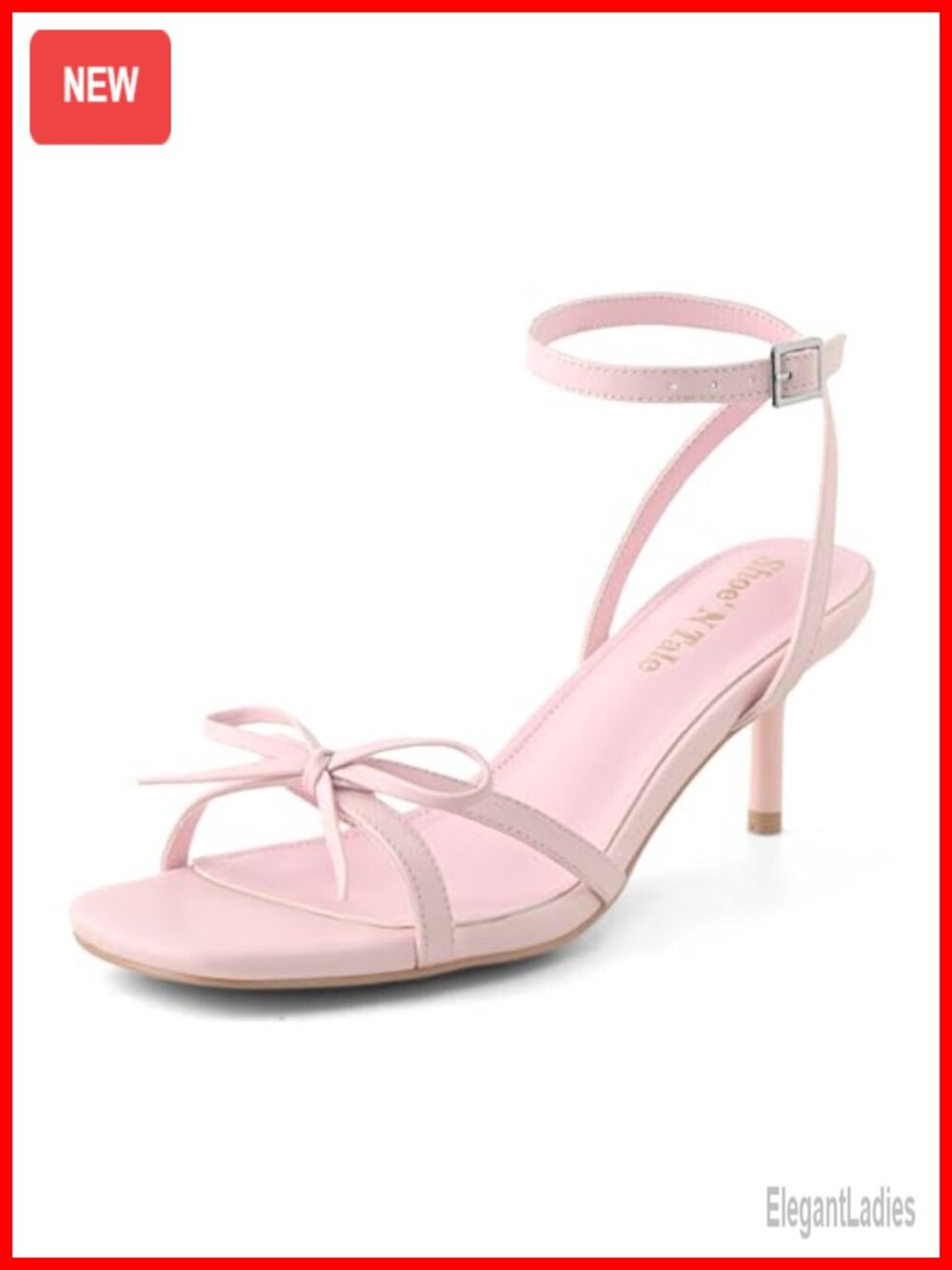 Women's Kitten Heel Strappy Sandals Square Open Toe Bow Faux Leather